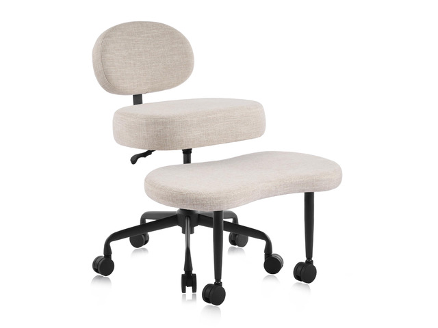 Ergonomic Cross-Legged Meditation Office Chair Wide Criss Cross Kneeling Chair with Wheels, Adjustable Lumbar Support, Ideal for Yoga, Study &...