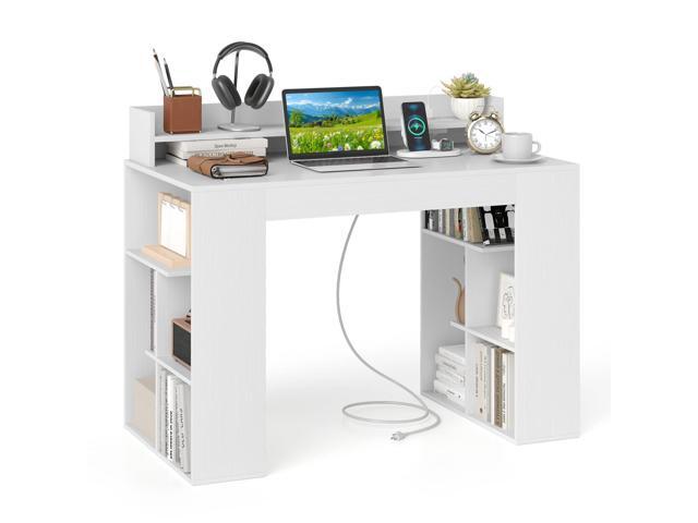Computer Desk with Power Outlets, 43 Home Office Desk with Monitor Shelf & 2 Bookcases, Modern Writing Desk PC Workstation with Type C Charging for...
