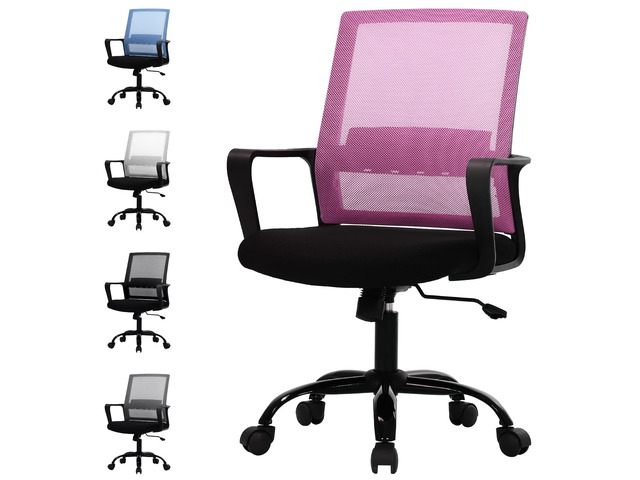 Small Office Chair Home Office Desk Chair Computer Chair Work Chair Mesh Chair Rolling Chair with Armrest for Home Office, Pink