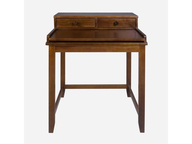 Medieval Majesty Office Computer Desk in Truffle Brown Finish with Hutch, Pull-Out Tray, and Concealed Storage Compartment, 22' x 28' x 35', Solid.