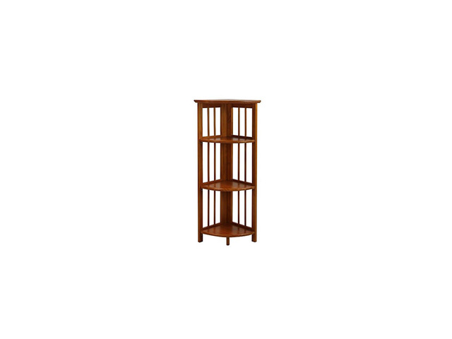 Natural Beauty 4-Shelf Corner Folding Bookcase, Office, Living Room, Bedroom, Library, Study Room, 38.75' D x 12.5' W x 12.5' H, Sturdy Shelved...