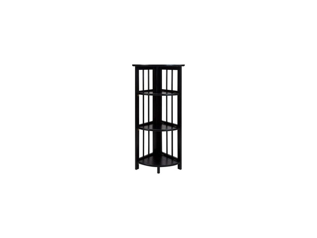 Natural Beauty 4-Shelf Corner Folding Bookcase, Office, Living Room, Bedroom, Library, Study Room, 38.75' D x 12.5' W x 12.5' H, Sturdy Shelved...