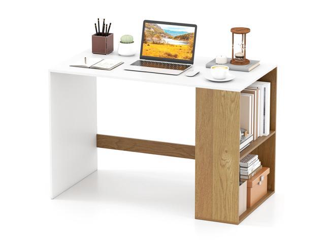 Small Desk with Bookshelf, 44 Inch Modern Computer Desk for Small Spaces, Laptop PC Desk, Vanity Table for Bedroom, Study Writing Desk for Home...