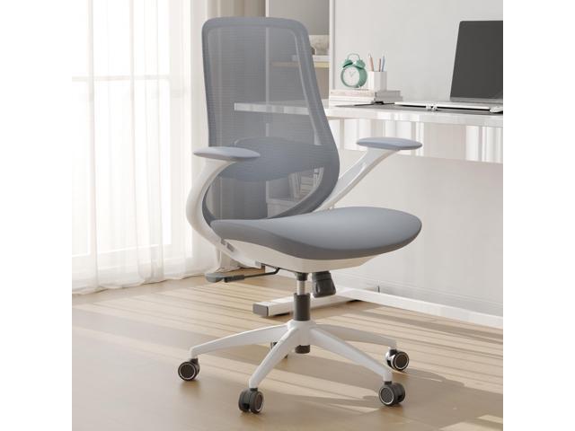 Ergonomic Mesh Office Chair, 330LBS Executive Desk Chair with Lumbar Support, 2D Armrests, Comfy Swivel Computer Task Chairs for Long Hours (Grey)