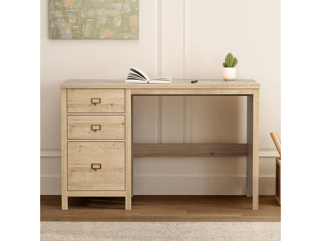 47' Executive Desk with File Drawer, Farmhouse Home Office Desk with Storage Drawer Wood Computer Writing Desk for Study Office, Light Oak