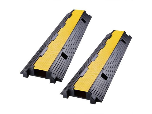 Cable Ramp Protector 1 Channel Garden Hose Protecitive 22000 Lbs Load Capacity Heavy Duty Speed Bump for Road Driveway Walkway, 2 Packs