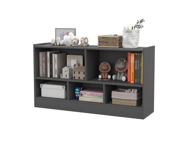 5-Cube Bookcase, 2-Tier Open Display Bookshelf w/Storage, Wooden Cube Storage Organizer for Classroom, Daycare, Living Room, Bedroom, Playroom,...