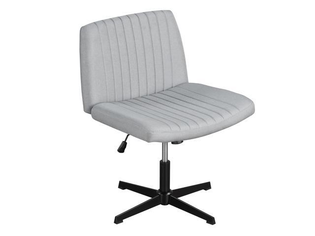 Criss Cross Office Chair with No Wheels, Swivel Cross Legged Desk Chair with Wide Padded Seat, Rocking Function and Adjustable Height, Armless.