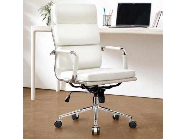Office Desk Ergonomic Chair Leather Executive High-Back Modern Conference Comfy Adjustable Padded Swivel Rolling Home Vanity Chairs with Arms...
