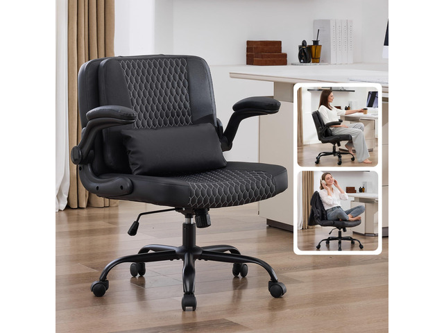 Criss Cross Chair with Flip Backrest, Desk Chair with Flip Up Arms, Ergonomic Cross Legged Office Chair with Wheels, Adjustable Height Swivel...