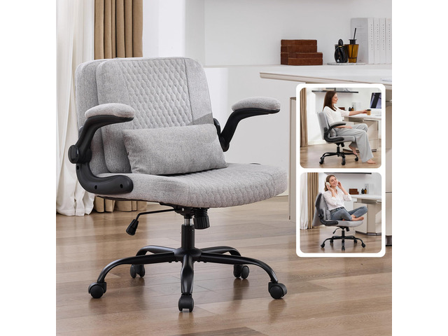 Criss Cross Chair with Flip Backrest, Desk Chair with Flip Up Arms, Ergonomic Cross Legged Office Chair with Wheels, Adjustable Height Swivel...