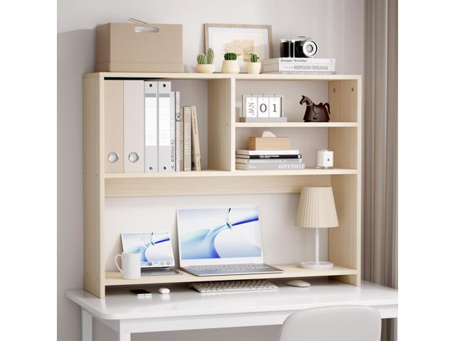 Desktop Bookshelf Organizer, 4-Tier Desk Shelf with Hutch for Computer Desk, Wall Shelf Organizer & Room Decor Aesthetic, Dorm & Office Storage for...
