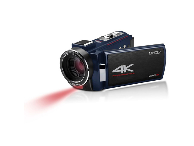 Camcorder - 4K Ultra HD, 30MP Photos, Night Vision with IR LEDs, 16X Zoom, Time-Lapse, Anti-Shake, 3' Touchscreen, HDMI USB Output, SD Slot, CMOS...