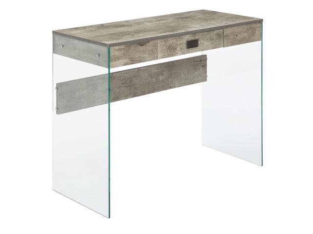 SoHo 1 Drawer Glass 36 inch Desk, Faux Birch/Glass