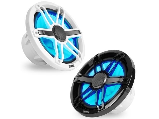 ® MVSP8 Premium 8' 2-Way Marine Coaxial Speakers (Pair), 750W Max, 250W RMS, 1 Silk Dome Tweeters, with RGB LED Lighting for.