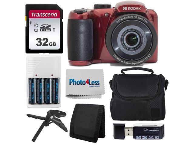Kodak PIXPRO AZ255 Digital Camera (Red) Bundle + 32GB Memory Card + Accessories
