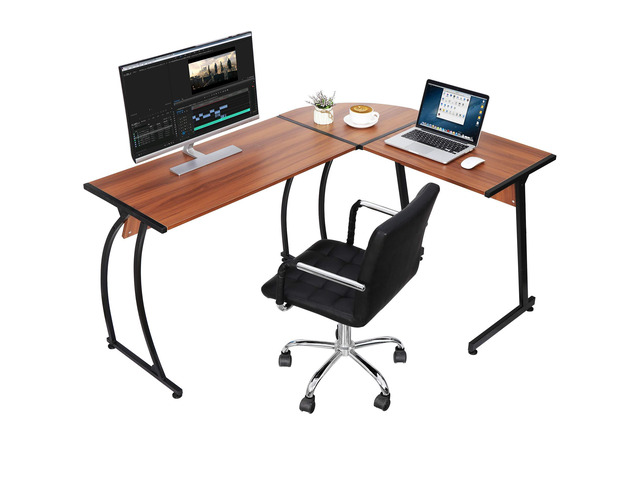 58'' L-Shaped Gaming Desk Computer Corner Desk Reversible Table Home Office Desk PC Workstation Study Writing Desk Wood & Steel