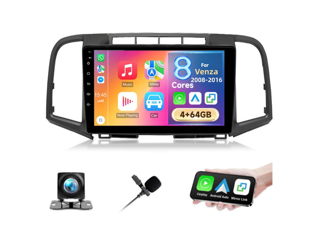 4+64GB Car Radio for Toyota Venza 2008 2009 2010 2011 2012 2013 2014 2015 2016 with Wireless Carplay Android Auto, Screen for Venza BT 32EQ DSP,...
