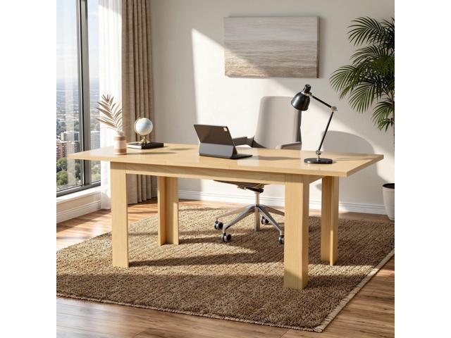 Executive Extendable Home Office Desk, 5977 Inch Modern Computer Writing Desk with Pull-Out Extension, Large Workstation for Study & Laptop,.