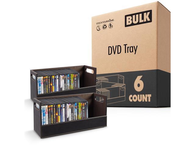 DVD Storage Box, Movie Shelf Organizer for Blu-Ray, Video Game Cases, CDs, VHS Tape Display Stand, Disc Holder Can Store Up to 28 DVDs, Faux.