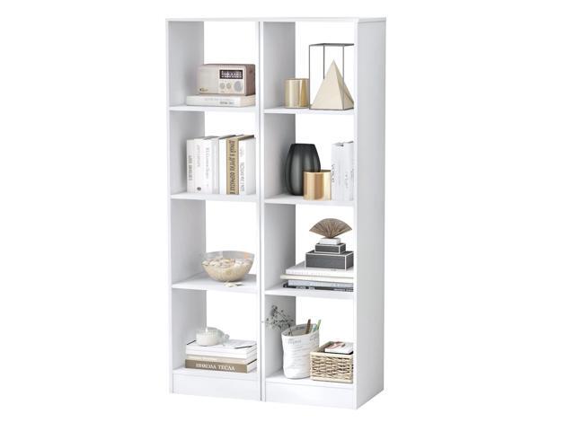 4 Cube Vertical Bookcase Set of 2, 56 Tall Narrow Freestanding Bookshelf with Anti-toppling Fittings, 5-Tier Cube Storage Organizer Display Shelf.