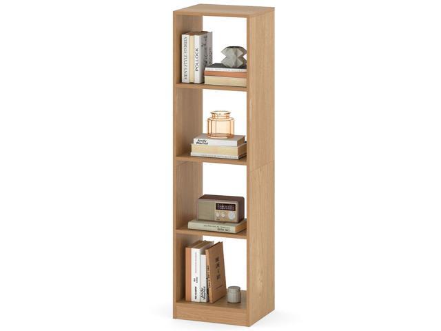 4 Cube Vertical Bookcase, 56 Tall Narrow Freestanding Bookshelf with Anti-toppling Fittings, 5-Tier Cube Storage Organizer Display Shelf for Living...
