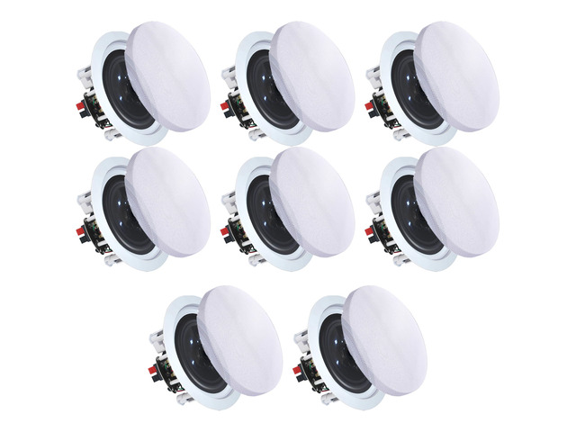 Set of 8-6.5 Inch 200 Watts Each Ceiling Speakers, Flush Mount in-Wall in-Ceiling 2-Way Mid Bass Woofer Speakers w/Titanium Tweeter - for Home,...