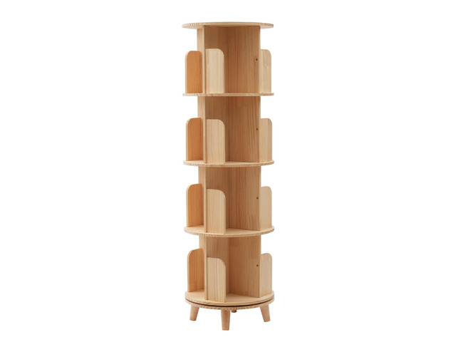 4 Tier Wooden Rotating Bookshelf 360 Display Floor FreeStanding Bookcase Book Storage Rotating Rack Multi-Functional Bookshelf Organizer for Adults...