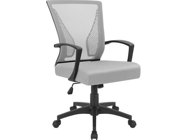 Ergonomic Grey Office Clearance Mesh Computer Lumbar Support Mid Back Study Desk Modern Executive Task Chair Cheap Adjustable Swivel, 19.8' x 19.8'.