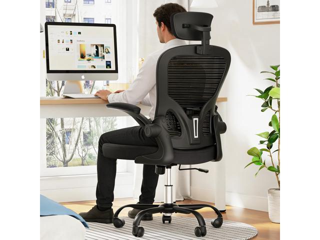 Ergonomic Office Chair, 300lbs High Back Breathable Mesh Desk Chair with Lumbar Support, Comfy Gaming Chair with Headrest and Flip-Up Arms, 360°...