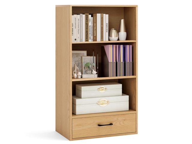 4-Tier Bookcase with Drawer, Wooden Cube Storage Organizer, Modern Display Shelf, Small Bookshelf for Small Spaces, 42.5' Tall Book Shelf for...
