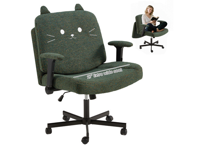 Criss Cross Chair with Arms and Castors,Plus Size Cross Legged Office Chair with Extra Wide Seat & Flexible Back Cushion,Cute Comfy Desk Chairs for...