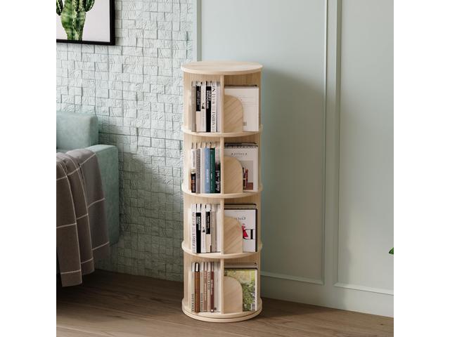 Book Shelf - Log Rotating Bookshelf Tower,Standing Bookcase Storage Rack for Kids Adult,Suitable for 4-Layer Corner Bookshelf in Living Room, Study...
