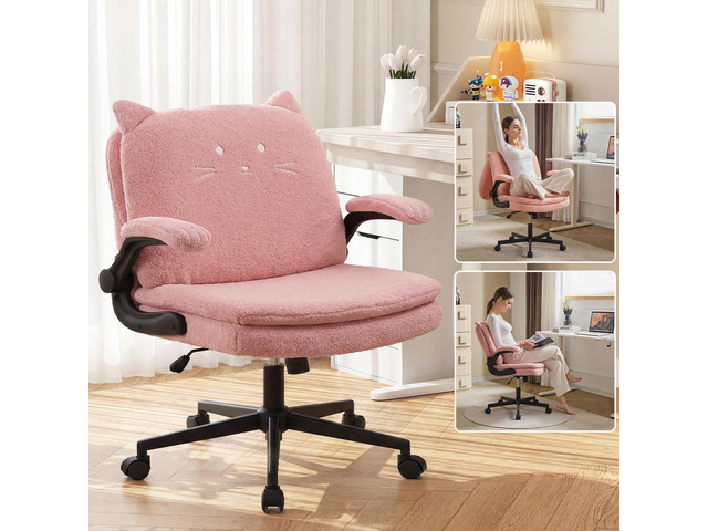 Criss Cross Office Chair with Wheels & Flip-Up Arms, 25' Seat Cross Legged Office Chair with Flip-Up Back, Ergonomic Computer Desk Chair,...