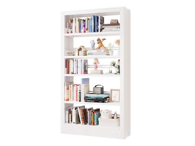 71' Tall Bookshelf 5 Tier Metal Bookshelf with Adjustable Storage Shelves Library Bookcase Heavy Duty Book Shelf with Book Stopper for Living Room,...