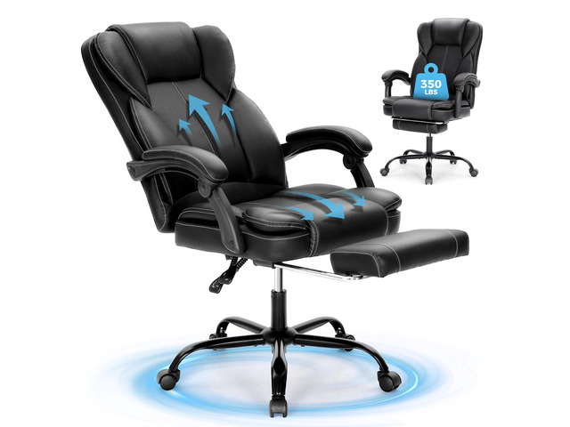 Ergonomic Office Chair, Big and Tall Executive Chair with Foot Rest, Computer Desk Chair with Padded Armrests, Rolling Swivel Faux Leather Chair...