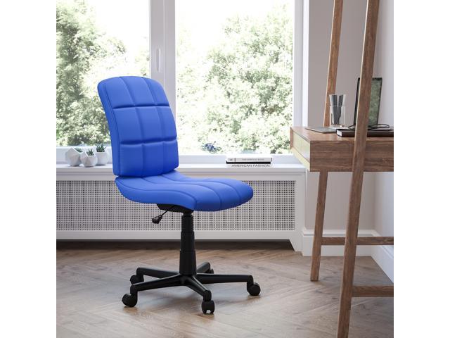 Mid-Back Blue Quilted Vinyl Swivel Task Office Chair