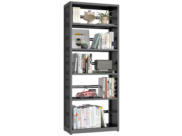 5 Tiers Bookshelf Tall Bookcase Shelf Storage Organizer Book Rack Utility Metal Shelf Adjustable Garage Shelving Organizer Rack for Kitchen Laundry...