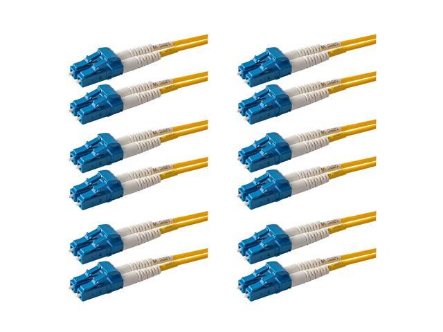 6-Pack 50 Feet LC to LC Fiber Patch Cable, Corning SMF-28 Singlemode 9/125um Ultra Optical Fiber, OS1/OS2 Compatible, Duplex, Yellow LSZH Cable Jacket