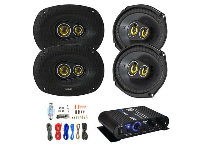 Car Speaker and Amp Combo: 4x Kicker CSC6934 900-Watt 6' x 9' Inch CS Series 3-Way Black Car Coaxial Speakers - Bundle With 400-Watts 4-Channel.