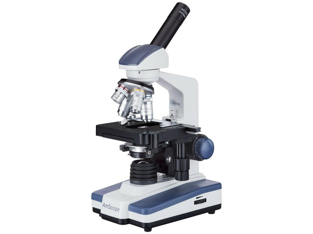 M620A Compound Monocular Microscope, WF10x and WF16x Eyepieces, 40x-1600x Magnification, Brightfield, LED Illumination, Abbe Condenser, Mechanical...
