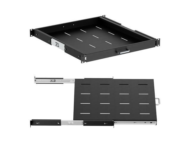 1U Sliding Rack Shelf with Handle for Server Racks - Extendable from 20 to 35 inches - Fits Standard 19 inch x 20 inch 4 Post Rack - Supports 44...