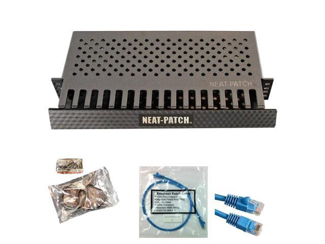 Neat Patch MINI 1U Low Profile Cable Management Kit - 3 Packs w/ 72 CAT6 Patch Cables (1FT Blue)