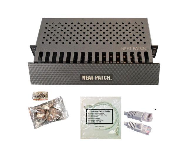 Neat Patch 2U Cable Management Kit - 1 Pack w/ 48 CAT6 Patch Cables (2FT Gray)