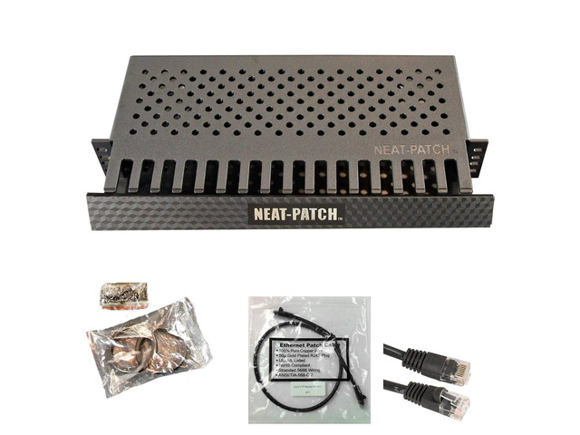Neat Patch MINI 1U Low Profile Cable Management Kit - 3 Packs w/ 72 CAT6 Patch Cables (1FT Black)