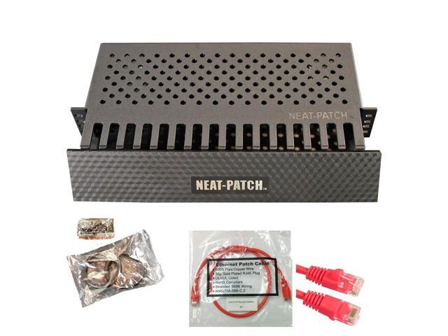 Neat Patch 2U Cable Management Kit - 1 Pack w/ 48 CAT6 Patch Cables (2FT Red)