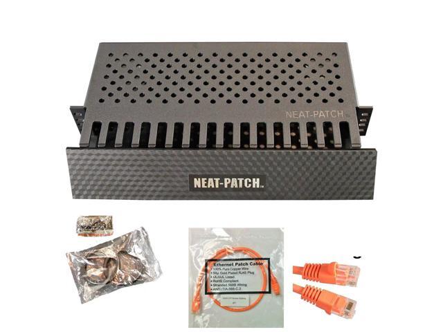 Neat Patch 2U Cable Management Kit - 3 Packs w/ 144 CAT6 Patch Cables (2FT Orange)