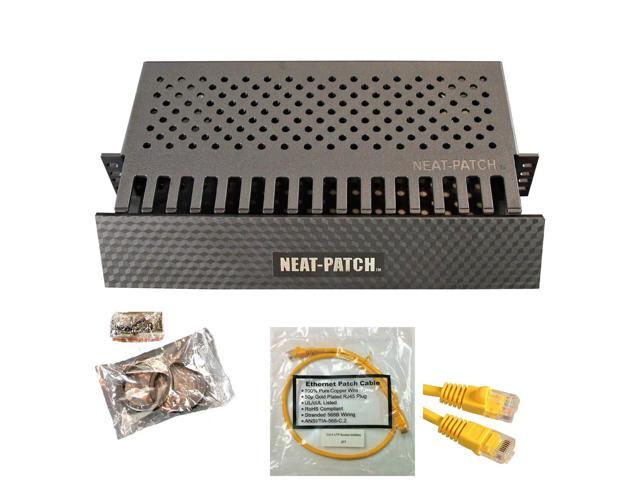 Neat Patch 2U Cable Management Kit - 1 Pack w/ 48 CAT6 Patch Cables (2FT Yellow)