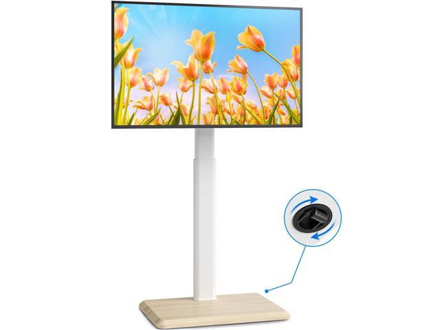 Rolling TV Stand with Hidden Wheels for 24 to 60 Inch TVs, 60° Swivel & Height Adjustable Floor TV Stand with Mount, Saving Space Mobile TV Cart...