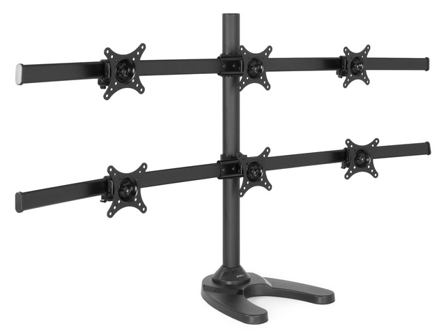 Hex LCD Monitor Height Adjustable 6 Screen Desk Mount Stand for up to 27 inch Screens, STAND-V006F